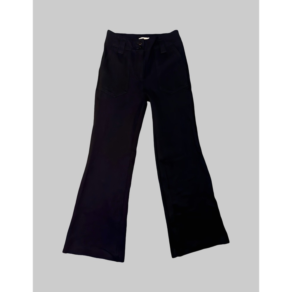 Maeve Naomi Wide Leg Flare Black Ponte High Waist Full Length Pants Womens Sz 6